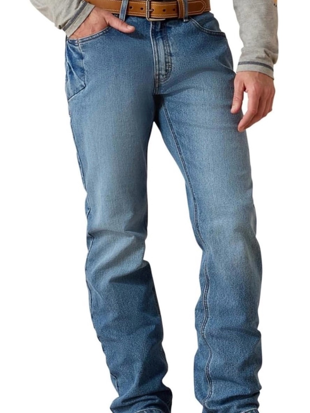 Ariat Men's Relaxed Fit Jeans in Light Blue Wash. 38x30 Relaxed Boot